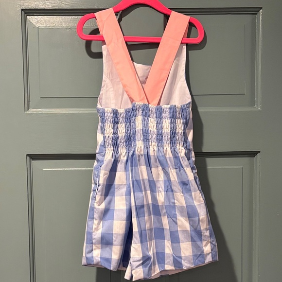 NWT Beaufort Bonnet Blue and Pink Checkered Kids Romper Size 6 - Picture 3 of 9